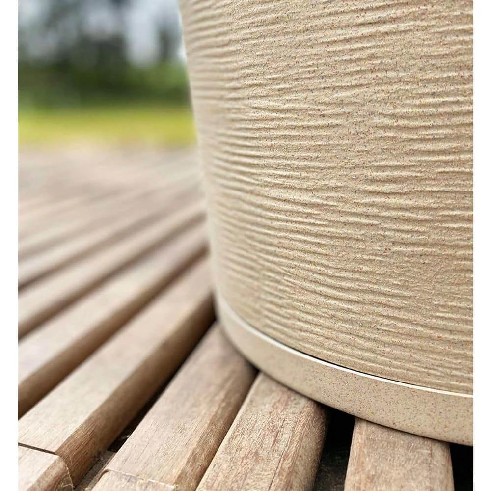FLORIDIS Genebra Medium Beige Stone Effect Resin Planter Bowl - Image 4