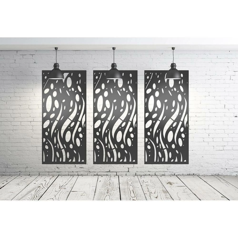 Ejoy 72 in. x 36 in. Black Decorative Composite PE Garden Fence Panel (Set of 3-Piece) - Image 6