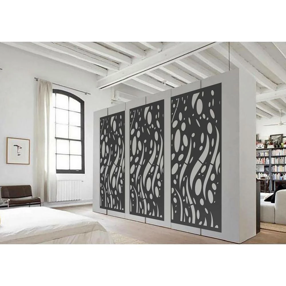 Ejoy 72 in. x 36 in. Black Decorative Composite PE Garden Fence Panel (Set of 3-Piece) - Image 7