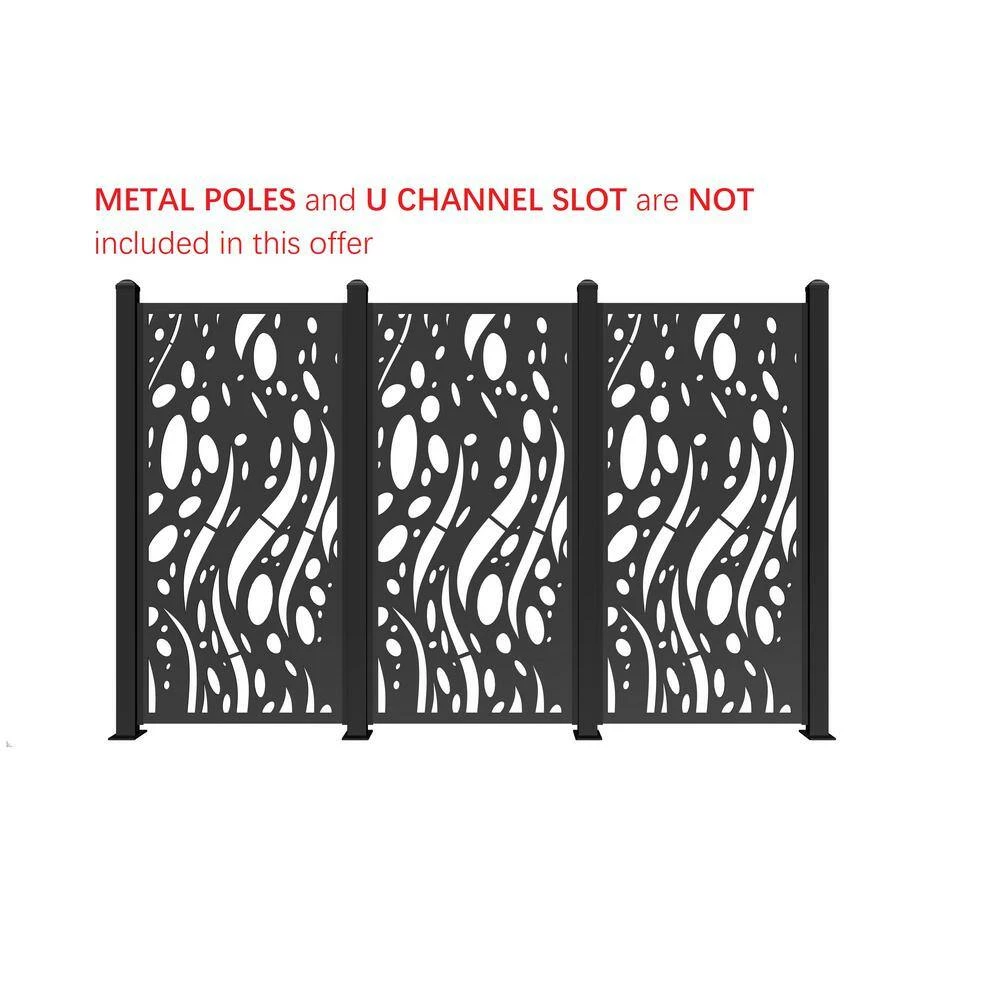 Ejoy 72 in. x 36 in. Black Decorative Composite PE Garden Fence Panel (Set of 3-Piece) - Image 4