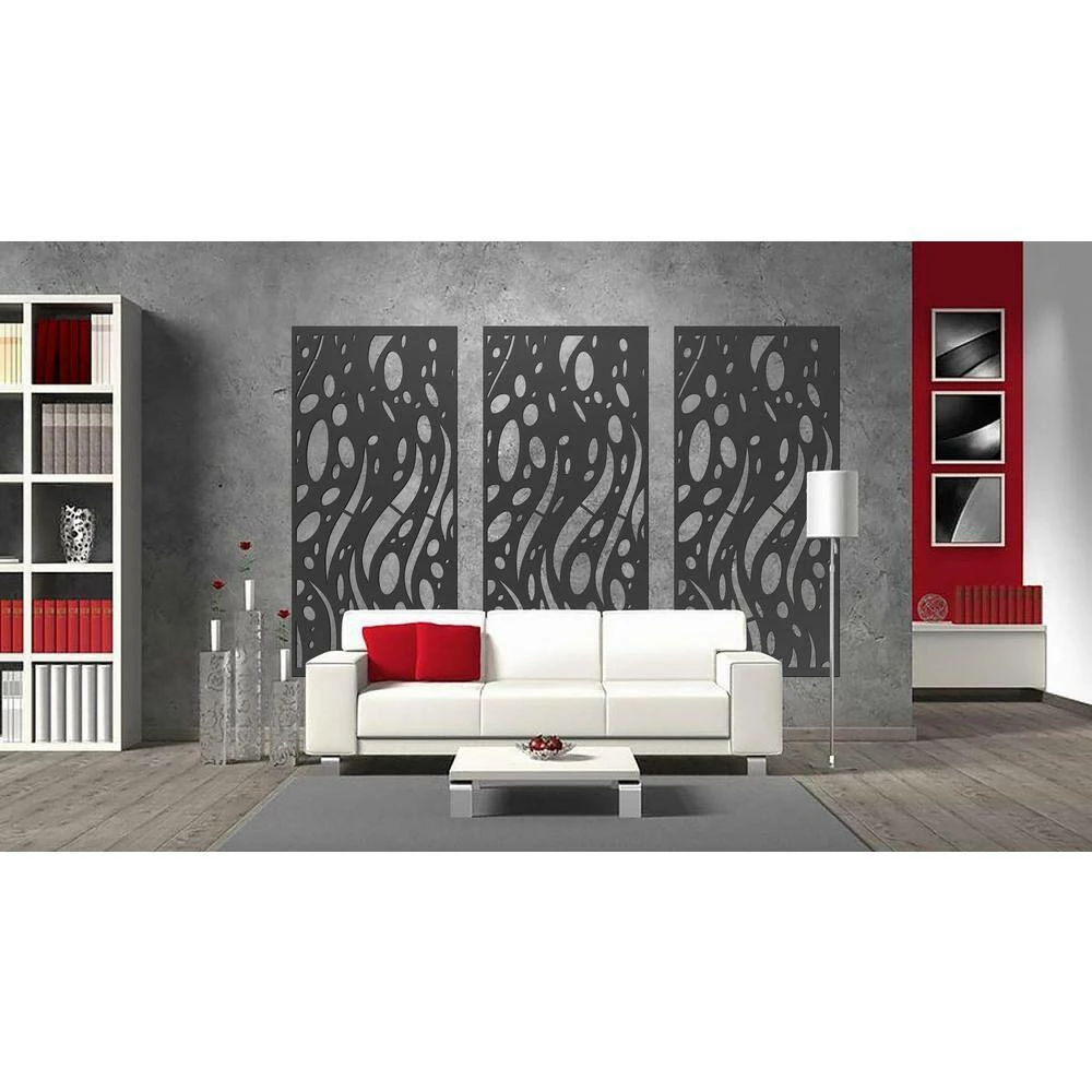 Ejoy 72 in. x 36 in. Black Decorative Composite PE Garden Fence Panel (Set of 3-Piece) - Image 8