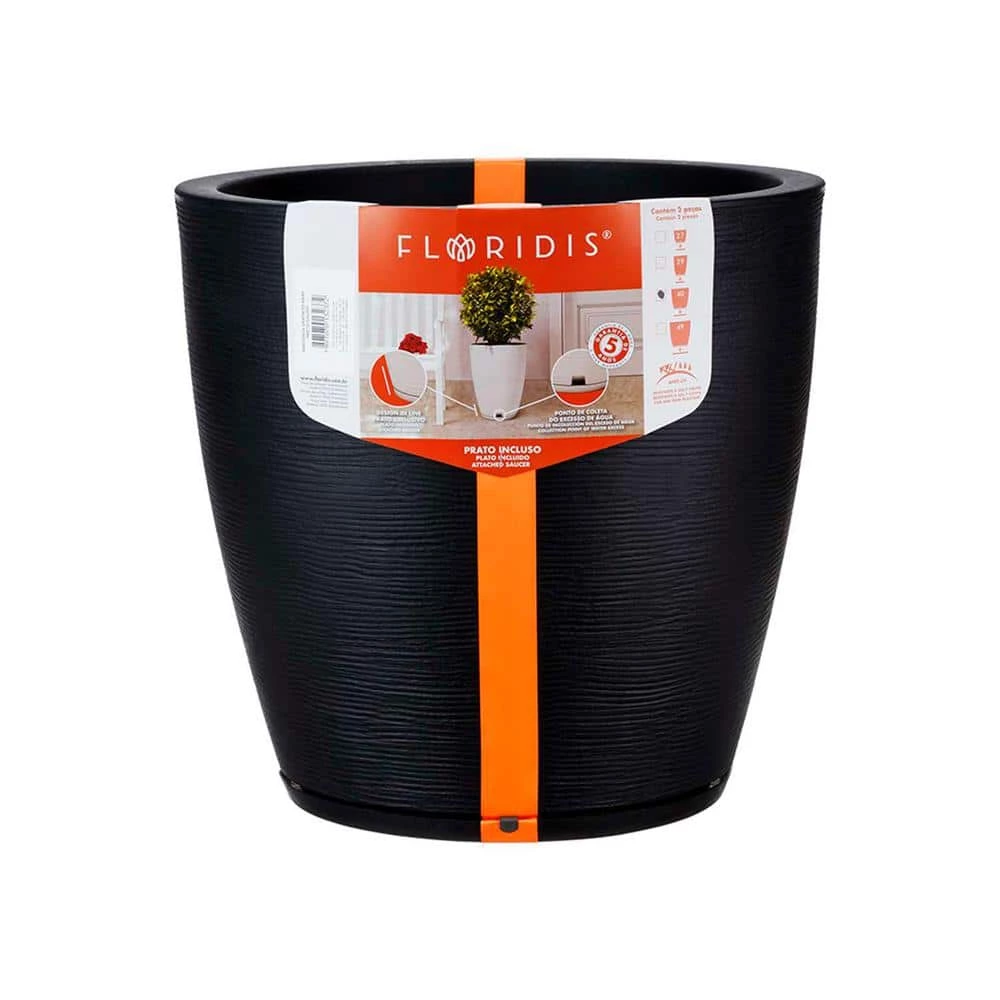 FLORIDIS Amsterdan Large Black Resin Planter Bowl - Image 3