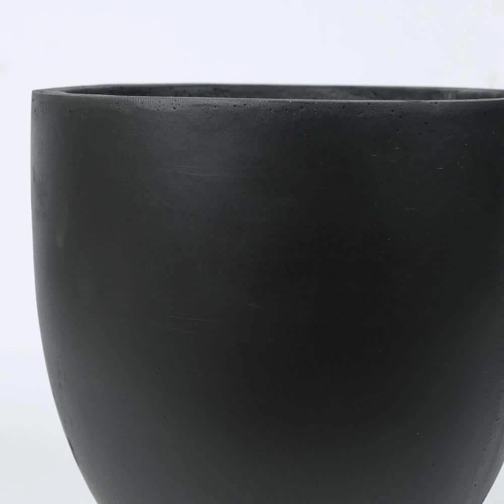 LuxenHome Small Round Black Fiberclay Planter - Image 2