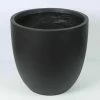 LuxenHome Large Round Black Fiberclay Planter