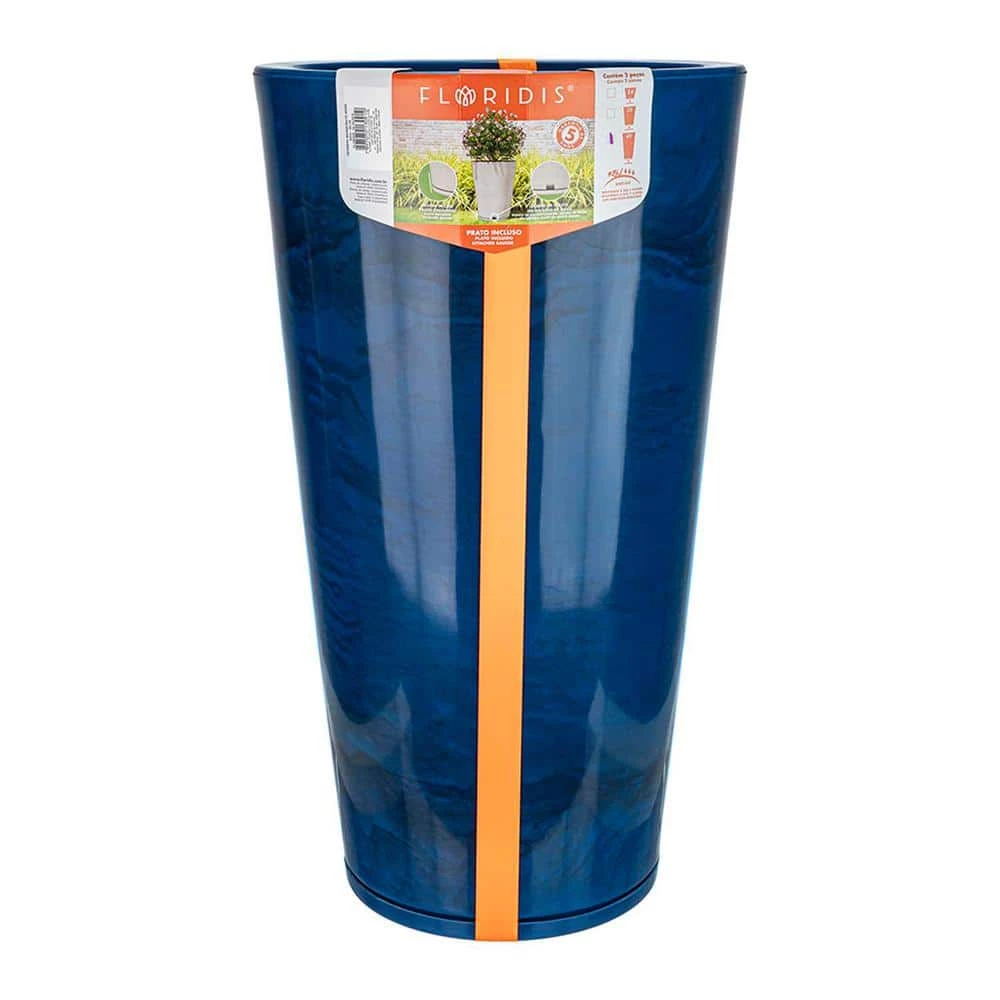 FLORIDIS Genebra Large Blue Marble Effect Resin Planter Bowl - Image 5