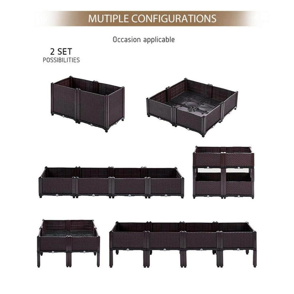 Ejoy DIY Elevated Garden Vegetable and Flower Plastic Planter Box Kit (2 Set) - Image 4