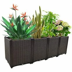 Ejoy Deepened Grow 68 in. x 24 in. x 17 in. Elevated Brown Plastic Garden Planter Box (1-Pack)