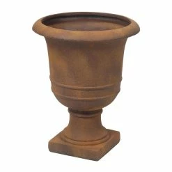 LuxenHome 21.1 in. H Rusty Brown Urn MGO Planter