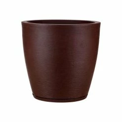 FLORIDIS Amsterdan Large Brown Stone Effect Resin Planter Bowl