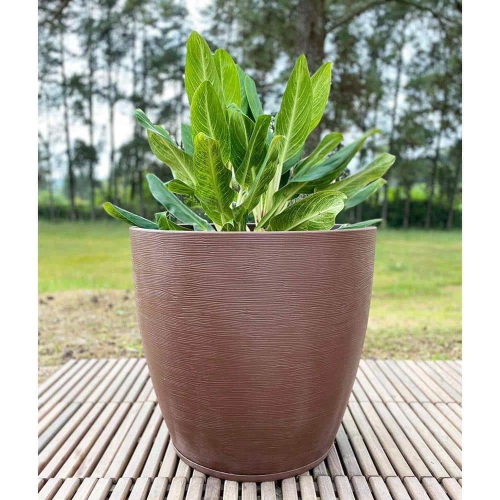 FLORIDIS Amsterdan XX-Large Brown Stone Effect Resin Planter Bowl - Image 3