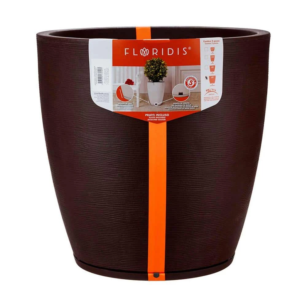 FLORIDIS Amsterdan XX-Large Brown Stone Effect Resin Planter Bowl - Image 2