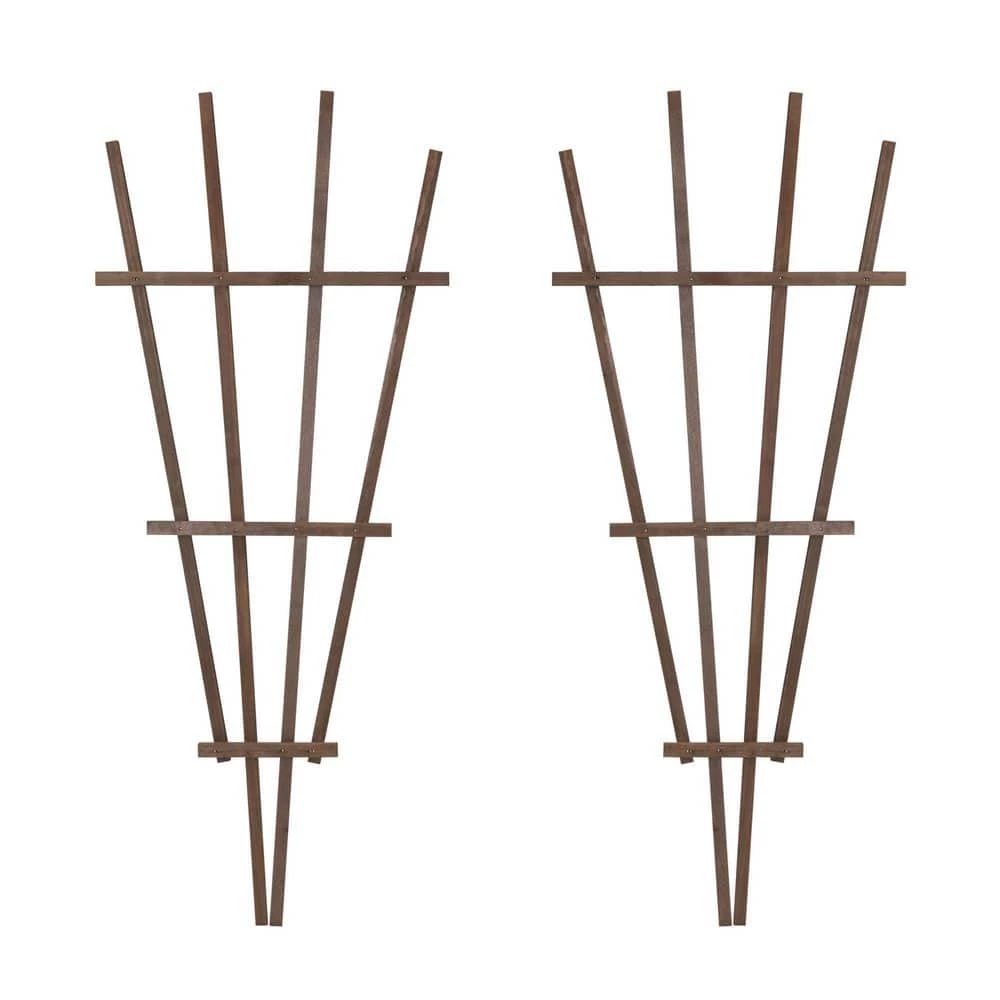 Outdoor Essentials Homestead 48 in. Walnut‐Tone Fan Trellis (2‐Pack)