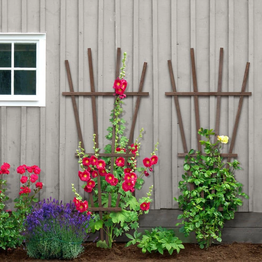 Outdoor Essentials Homestead 48 in. Walnut‐Tone Fan Trellis (2‐Pack) - Image 2