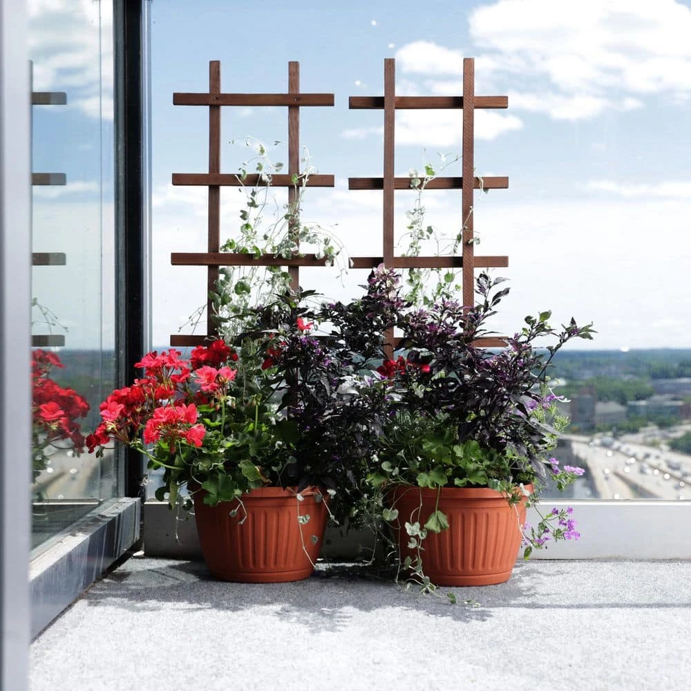 Outdoor Essentials Homestead 36 in. Walnut‐Tone Pot Trellis (2‐Pack) - Image 3