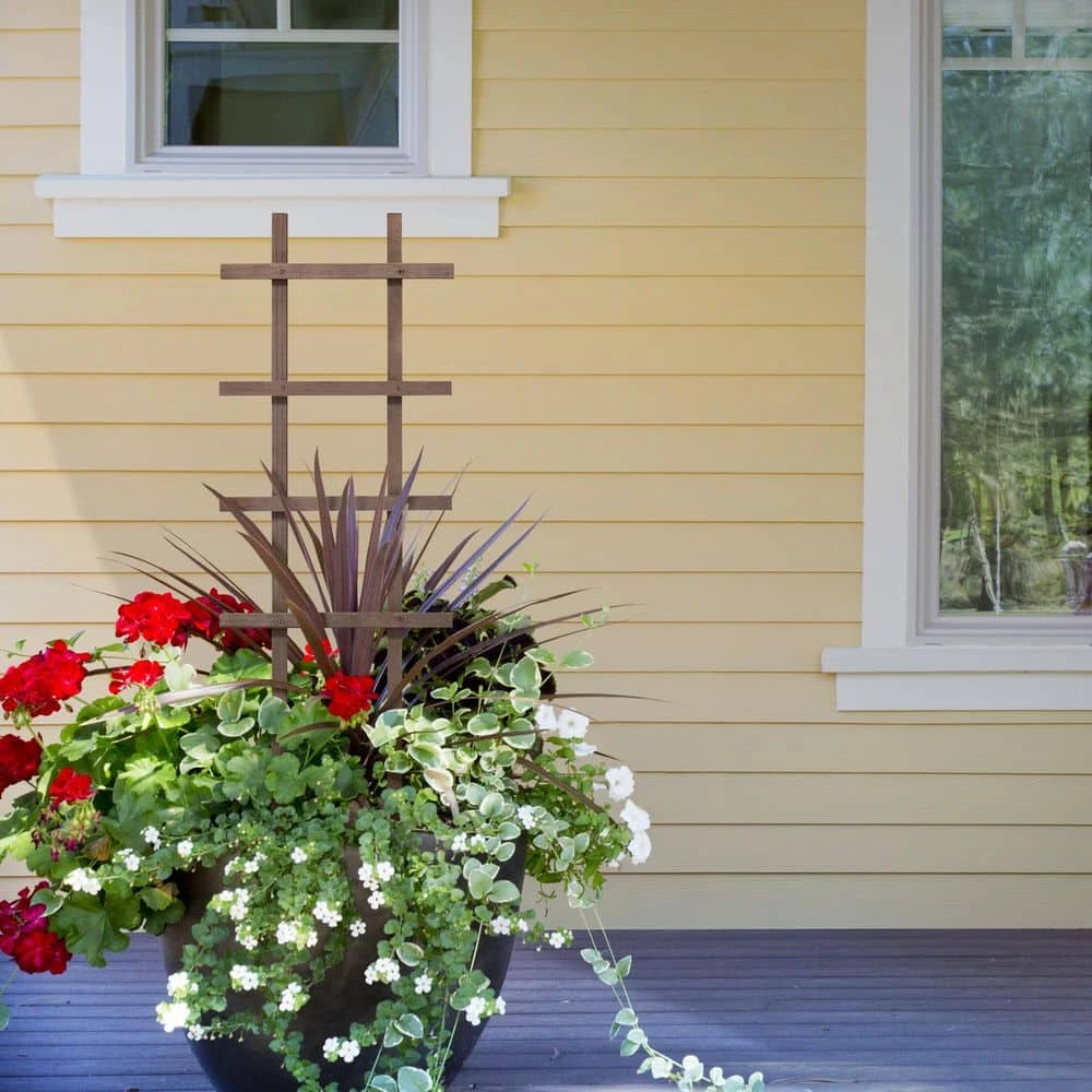 Outdoor Essentials Homestead 36 in. Walnut‐Tone Pot Trellis (2‐Pack) - Image 2