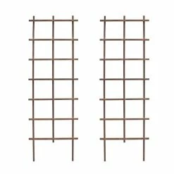 Outdoor Essentials Homestead 72 in. Walnut‐Tone Grid Ladder Trellis (2‐Pack)