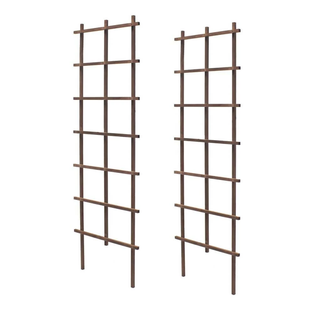 Outdoor Essentials Homestead 72 in. Walnut‐Tone Grid Ladder Trellis (2‐Pack) - Image 8