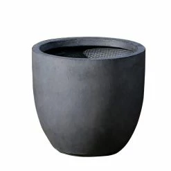 LuxenHome Medium Round Stone Fiberclay Planter