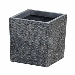 LuxenHome Small Stone Fiberclay Square Planter