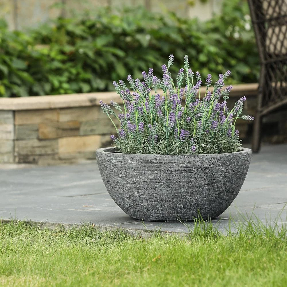 LuxenHome Dark Gray MGO Round Planter - Image 4