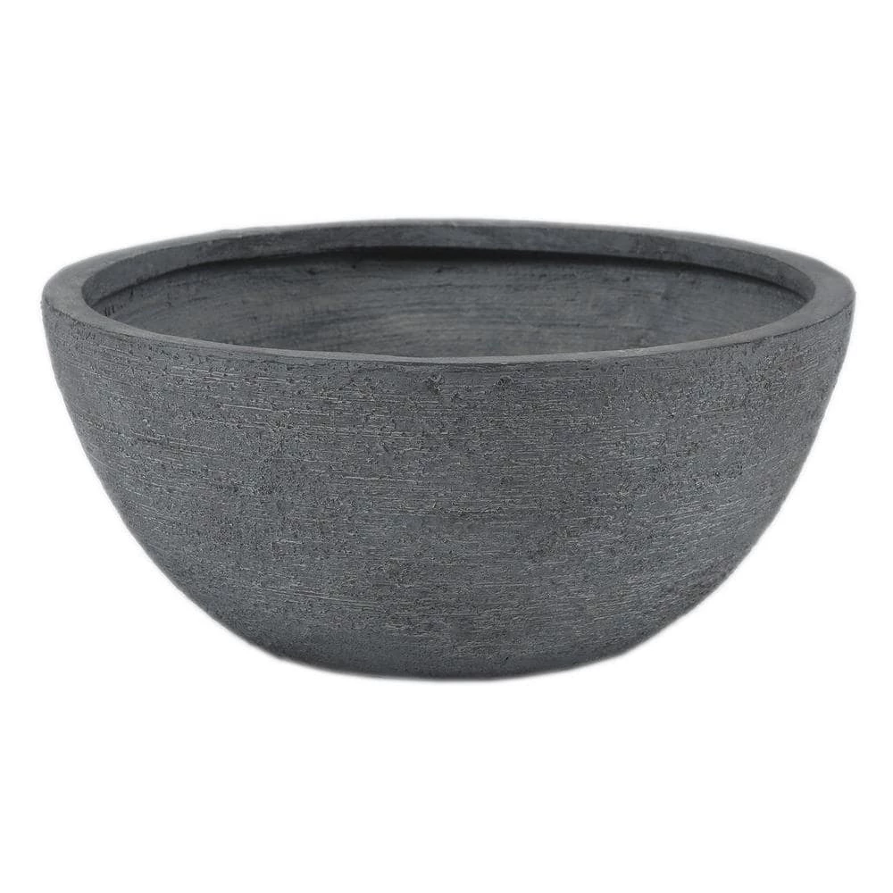 LuxenHome Dark Gray MGO Round Planter