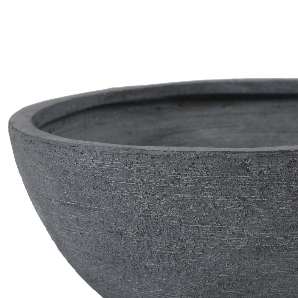 LuxenHome Dark Gray MGO Round Planter - Image 3