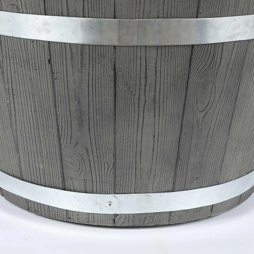 LuxenHome 17.3 in. Dia. MgO Fiberclay Plank Style Planter - Image 4