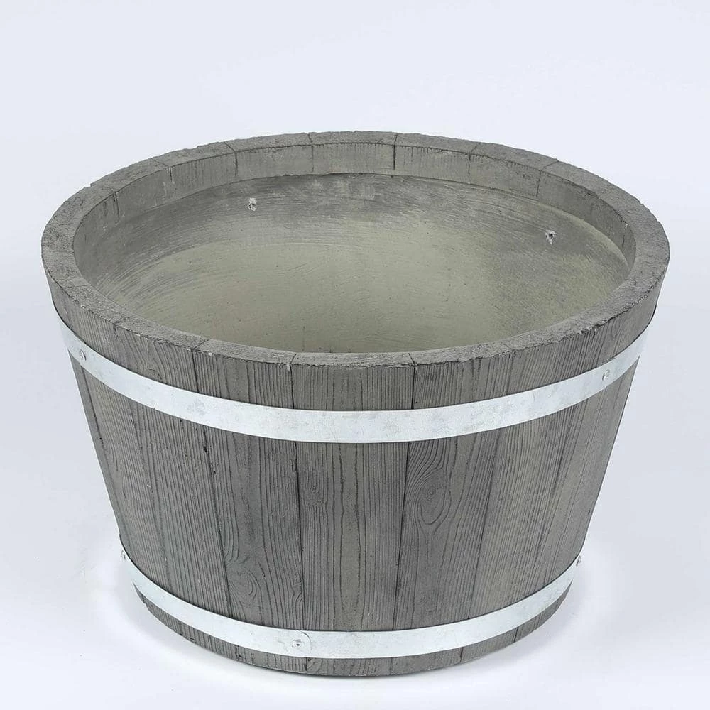 LuxenHome 17.3 in. Dia. MgO Fiberclay Plank Style Planter