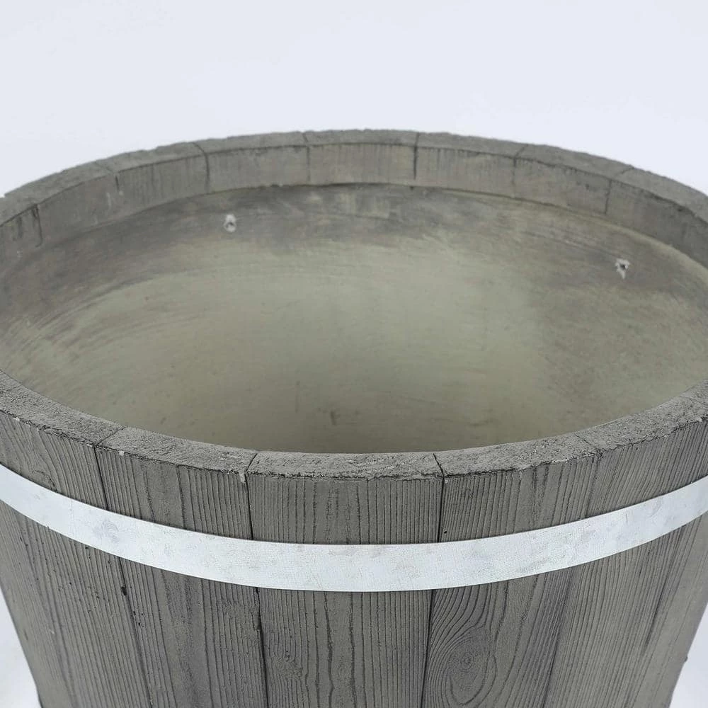 LuxenHome 17.3 in. Dia. MgO Fiberclay Plank Style Planter - Image 3