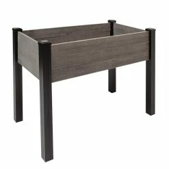Outdoor Essentials Haven Rustic 2 ft. x 4 ft. Gray Elevated Garden Planter