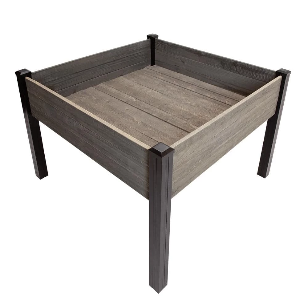 Outdoor Essentials Haven Rustic 4 ft. x 4 ft. Gray Elevated Garden Planter - Image 4