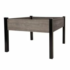 Outdoor Essentials Haven Rustic 4 ft. x 4 ft. Gray Elevated Garden Planter