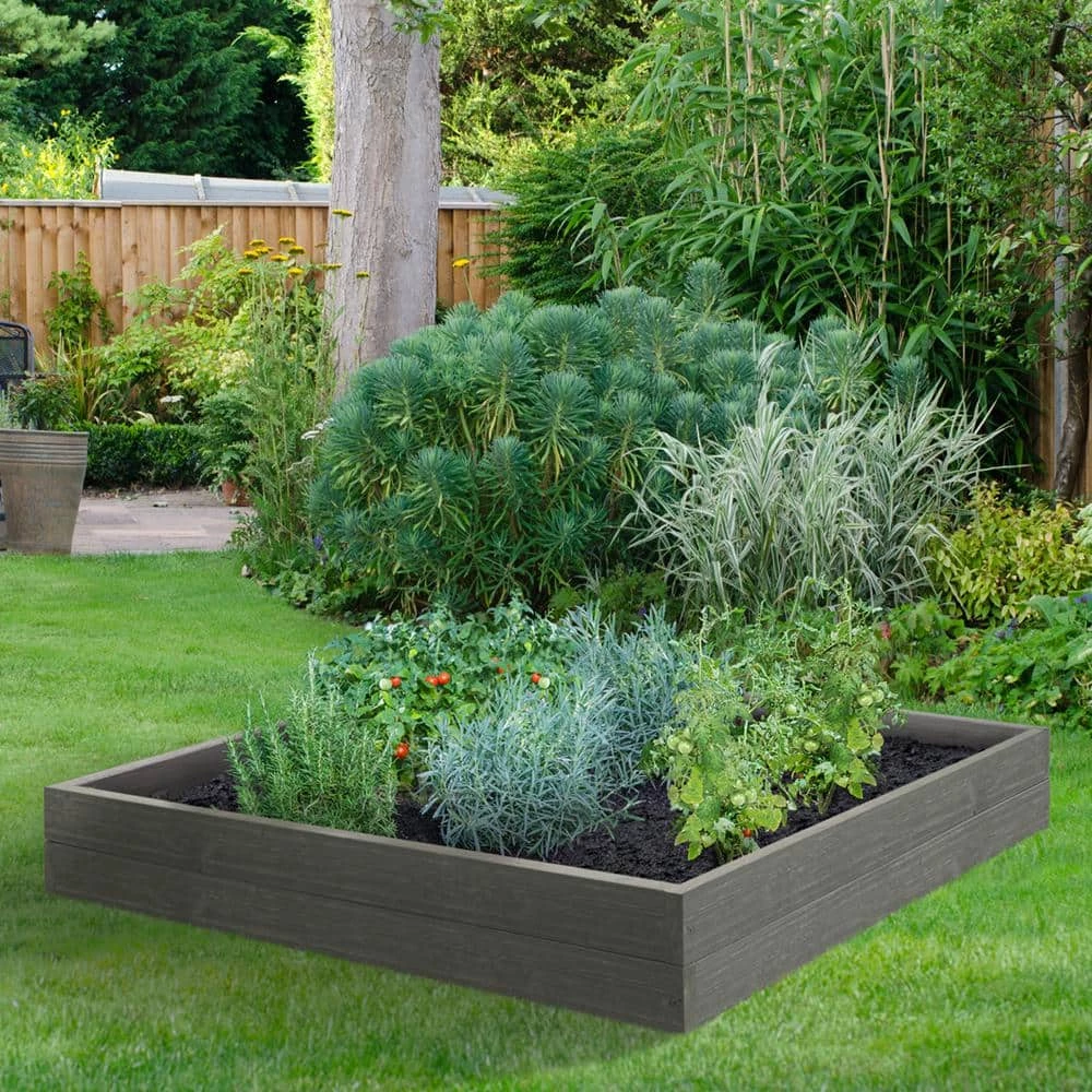Outdoor Essentials Homestead Rustic 4 ft. x 4 ft. Gray Pine Raised Garden Bed - Image 2