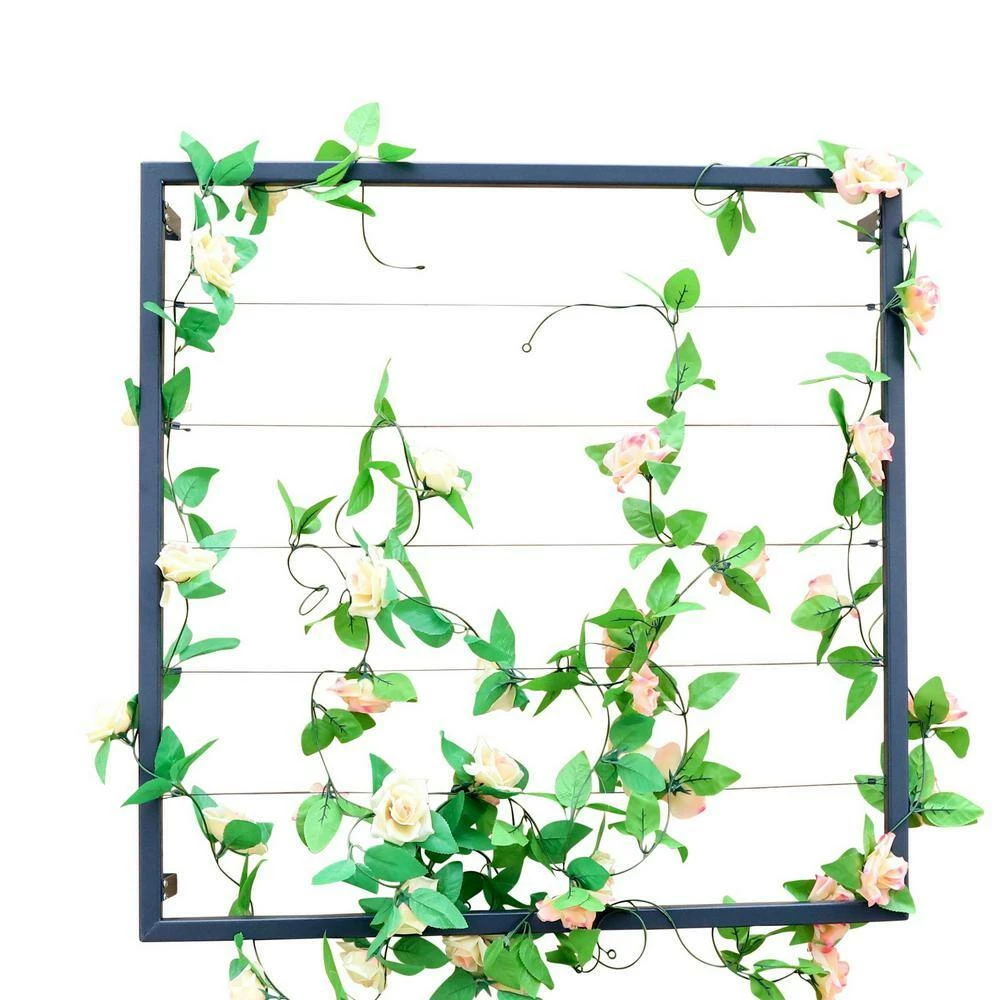 Ejoy 36 in. H x 36 in. W Grey Wall Mounted Steel Lattice Panel Trellis (Set of 2-Pisces)