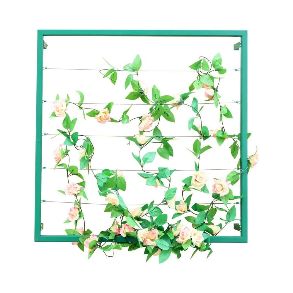 Ejoy 36 in. H x 36 in. W Green Wall Mounted Steel Lattice Panel Trellis (Set of 2-Pisces)