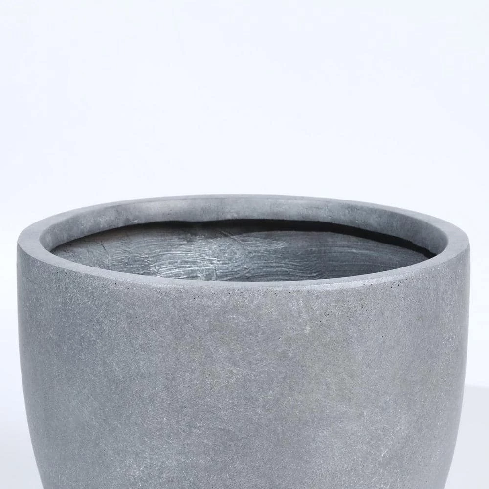 LuxenHome Large Round Light Gray MgO Planter - Image 2