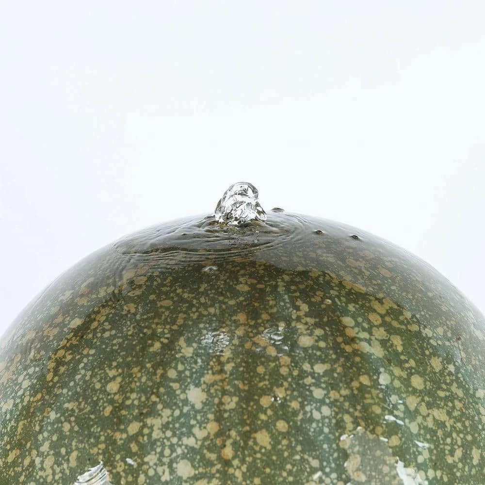 LuxenHome 34.5 in. H Stone and Patina Sphere on Pillar Cascade Fountain - Image 3