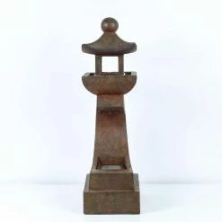 LuxenHome Polyresin Asian Pagoda 30.9 in. H Fountain with LED Light