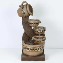 LuxenHome Polyresin Cascading Pitchers Outdoor Fountain