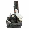 LuxenHome Resin Duck Family Outdoor Patio Cascade Fountain