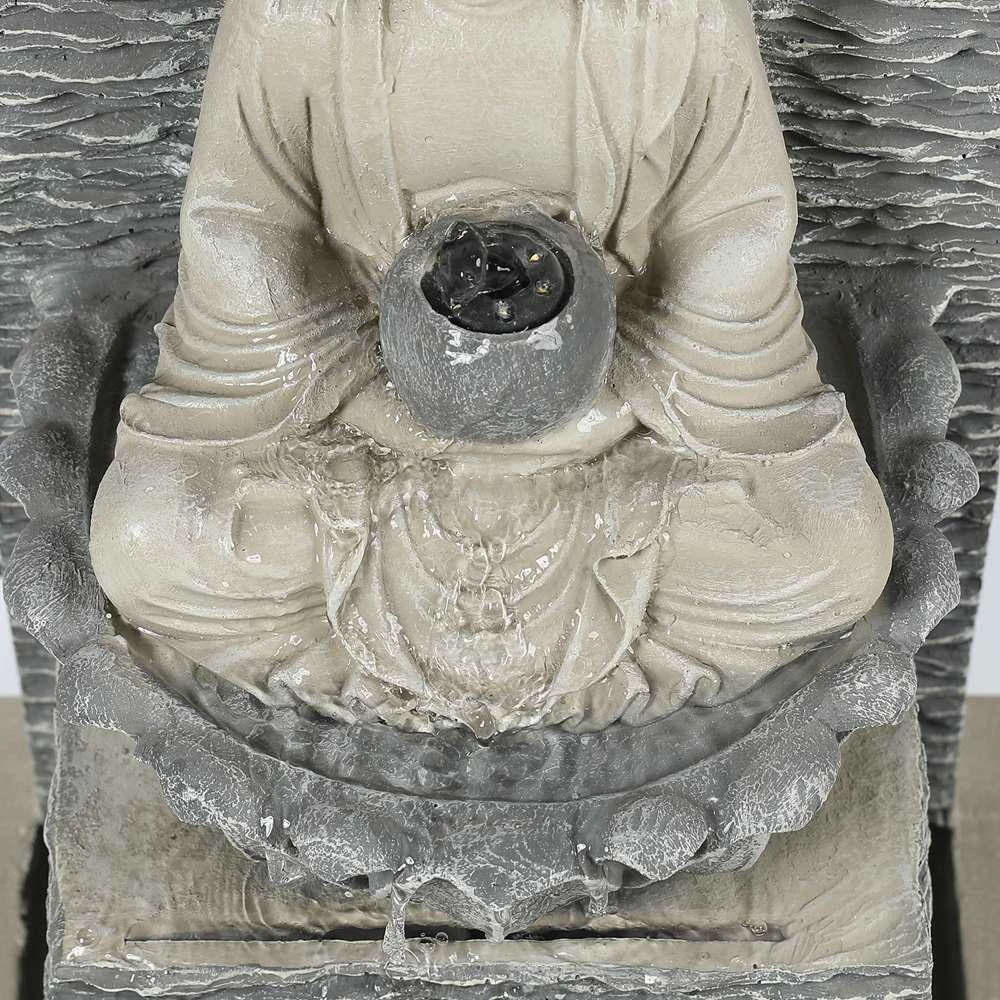 LuxenHome Polyresin Meditating Buddha with Pedestal Patio Cascade Fountain with LED Lights - Image 3