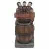LuxenHome Resin Wine Bottle and Barrel Outdoor Cascade Fountain with LED Lights