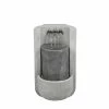 LuxenHome Cement Modern Semi-Round Outdoor Cascade Fountain with LED Light
