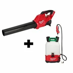 Milwaukee M18 18-Volt Lithium-Ion Cordless Switch Tank Backpack Pesticide Sprayer & FUEL 120 MPH 450 CFM Handheld Blower Combo Kit