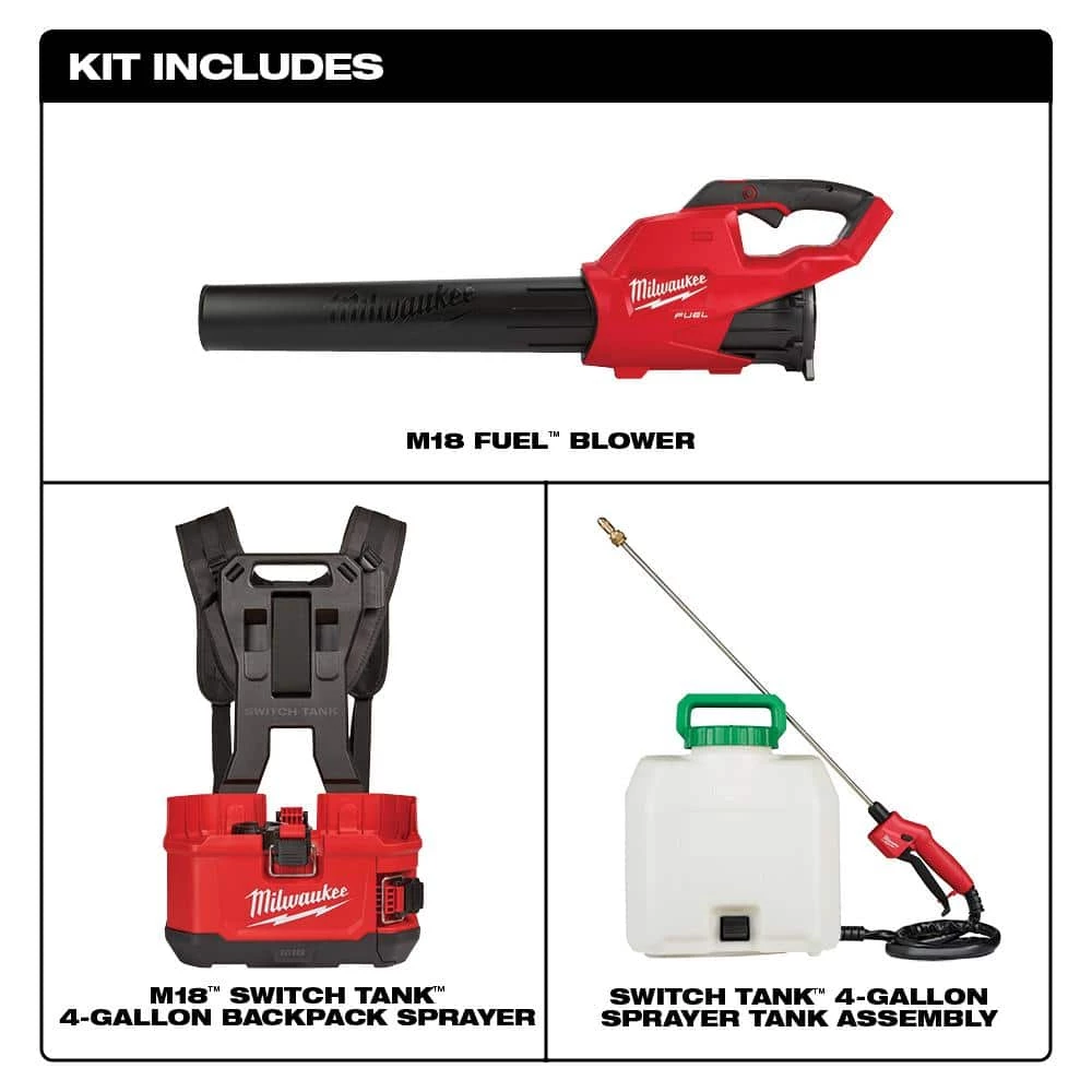 Milwaukee M18 18-Volt Lithium-Ion Cordless Switch Tank Backpack Pesticide Sprayer & FUEL 120 MPH 450 CFM Handheld Blower Combo Kit - Image 2