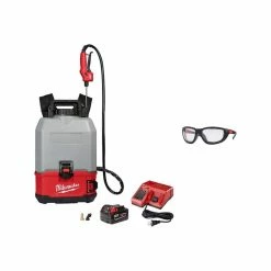 Milwaukee M18 18-Volt 4 Gal. Lithium-Ion Cordless Switch Tank Backpack Concrete Sprayer Kit with Battery, Charger & Safety Glasses