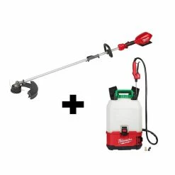 Milwaukee M18 18-Volt Lithium-Ion Cordless Switch Tank Backpack Pesticide Sprayer and FUEL QUIK-LOK String Grass Trimmer Combo Kit