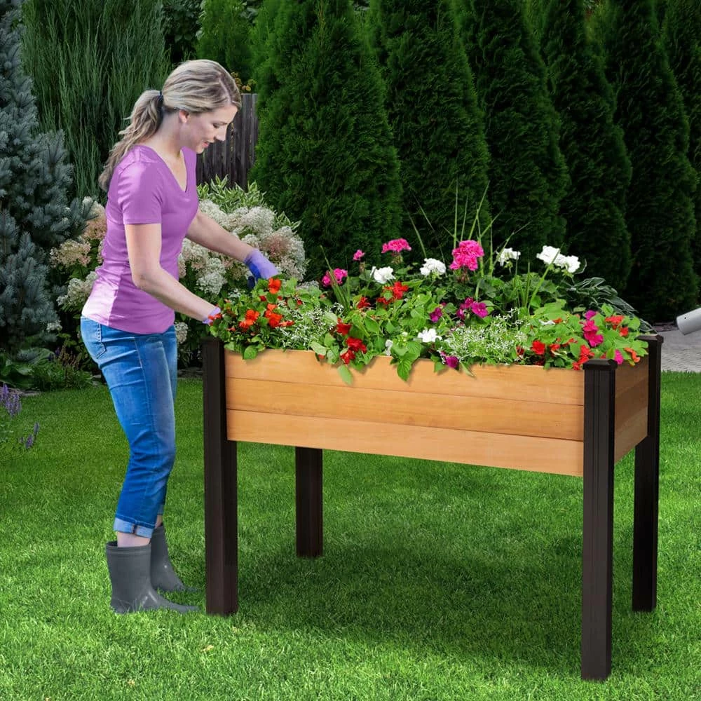 Outdoor Essentials Haven 2 ft. x 4 ft. Natural Cedar Elevated Garden Planter (Tool Free) - Image 2