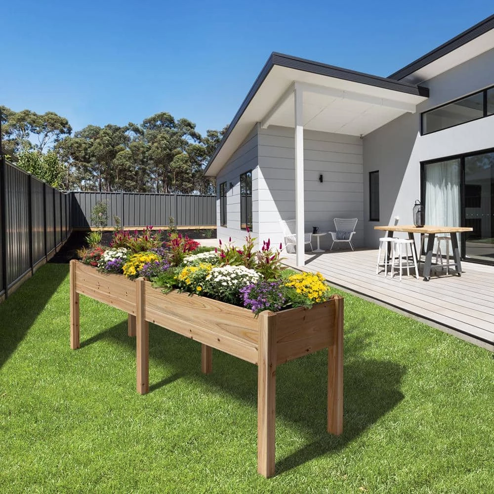 Outdoor Essentials Homestead 2 ft. x 8 ft. Cedar Elevated Garden Planter (Tool Free) - Image 2