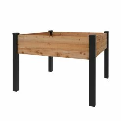 Outdoor Essentials Haven 4 ft. x 4 ft. Natural Cedar Elevated Garden Planter (Tool Free)